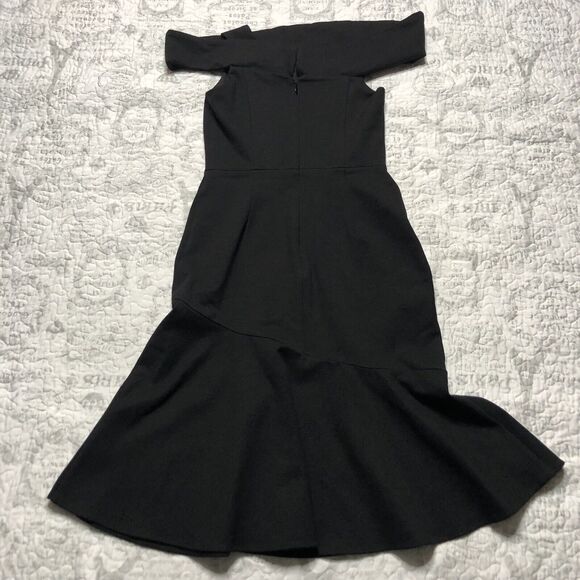 Adelyn Rae Women's Black Nicole One Shoulder Trumpet Knee Length Dress Sz S - Picture 5 of 14